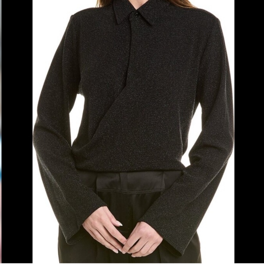 NEW Rag & Bone Lilith Metallic Blouse Top in Black - Size S - Picture 2 of 11